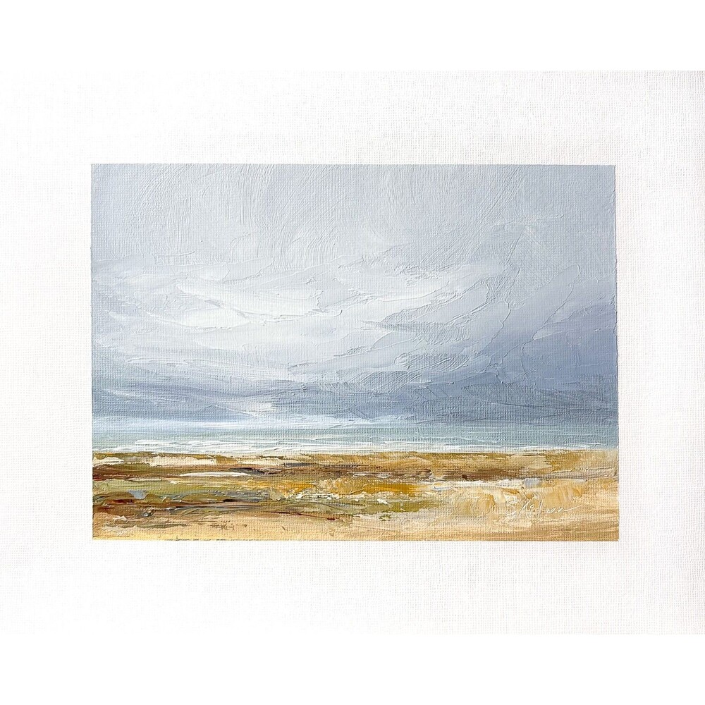 8x10 Original Oil Landscape Painting Moody Seascape Impressionist Coastal Signed